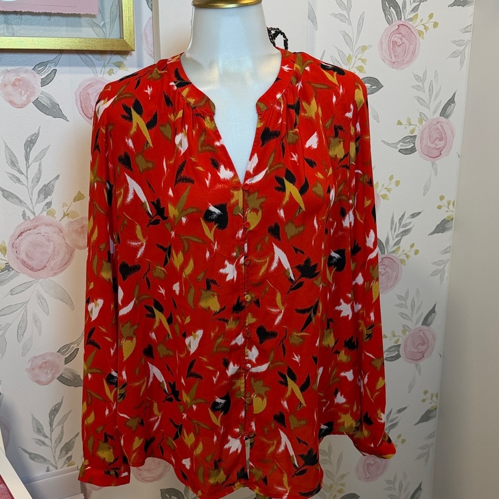 Rachel Zoe Red Multicolor Floral Blouse